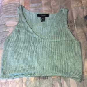 Mint green knit crop top